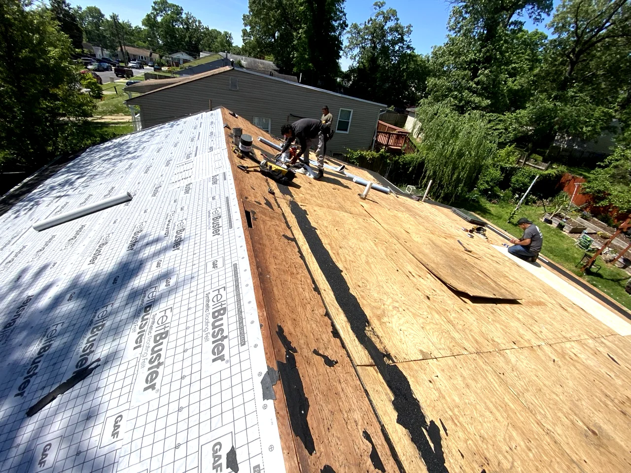 Roof replacement in progress